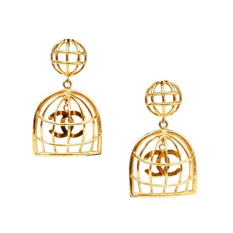 chanel birdcage earrings replica|vintage bird cage earrings.